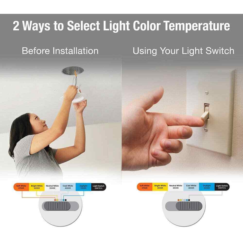 Feit Electric 4 in. LED Selectable CCT Dimmable Canless Recessed Light 6-Pack