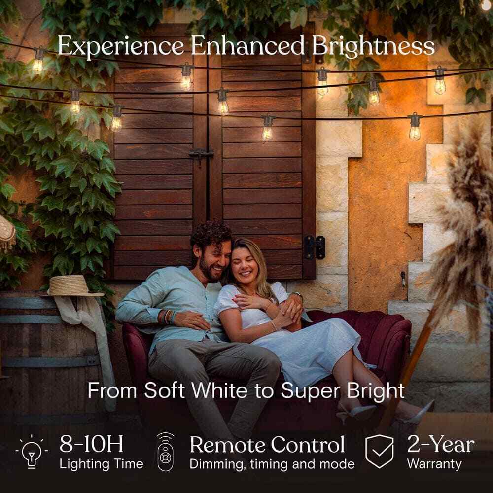 Brightech Ambience Pro 15-Light 48 ft. Outdoor Solar LED Edison String Light