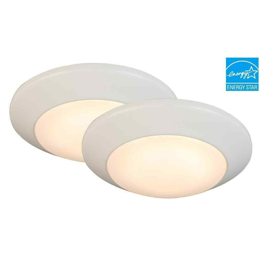 Commercial Electric 7 in. White LED Flush Mount 2-Pack JVJ3011L-8/WHT