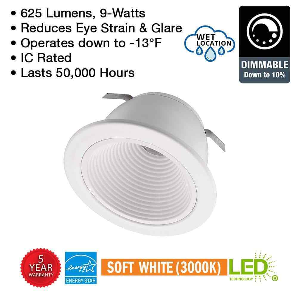 Commercial Electric Ultra Low Glare 4 in.3000K Soft White LED Recessed Downlight