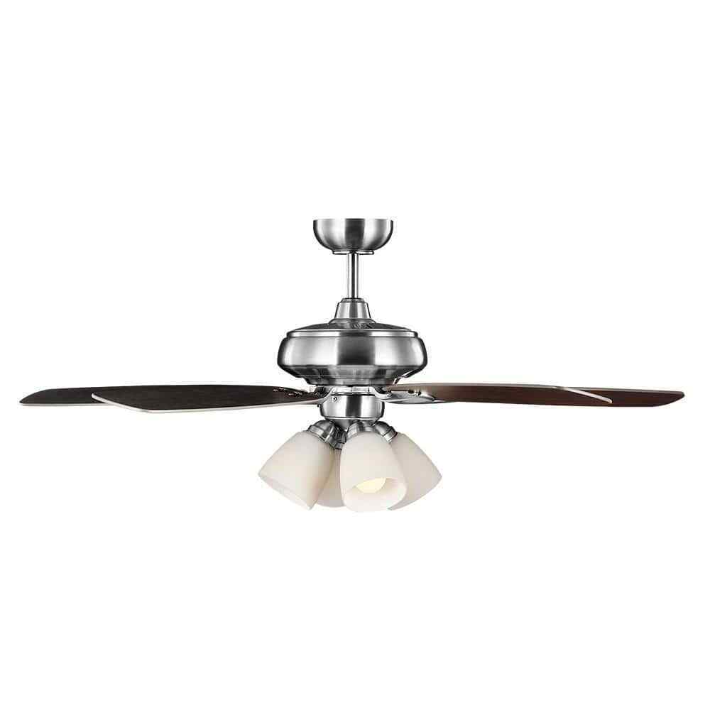 Hampton Bay Hollis 52 in. Indoor LED Brushed Nickel Dry Rated Ceiling Fan