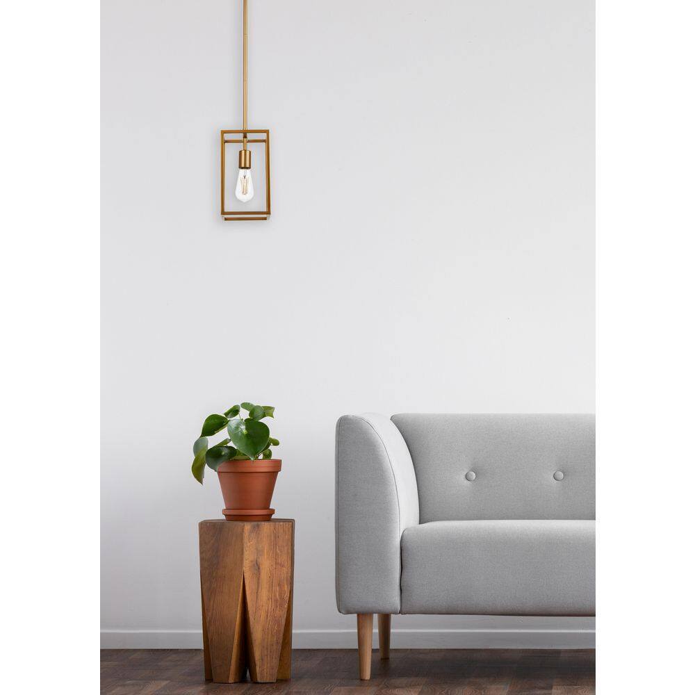 STANFORD LIGHTING Argenta 1-Light Antique Brass Cage Pendant