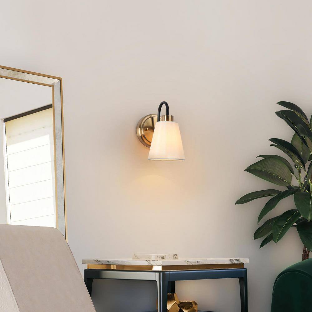 LNC Modern Classic 1-Light Plated Brass and Black Wall Sconce