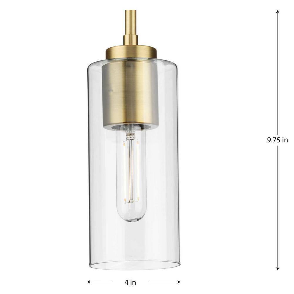 Progress Lighting Cofield 4 in. 1-Light Vintage Brass Transitional Pendant