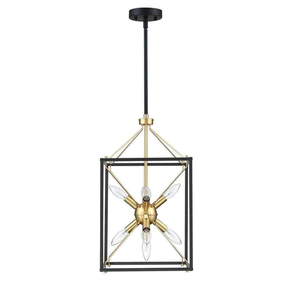 Hukoro Alfa 9-Light 12.2 in. Modern Rectangle Lantern Pendant Light