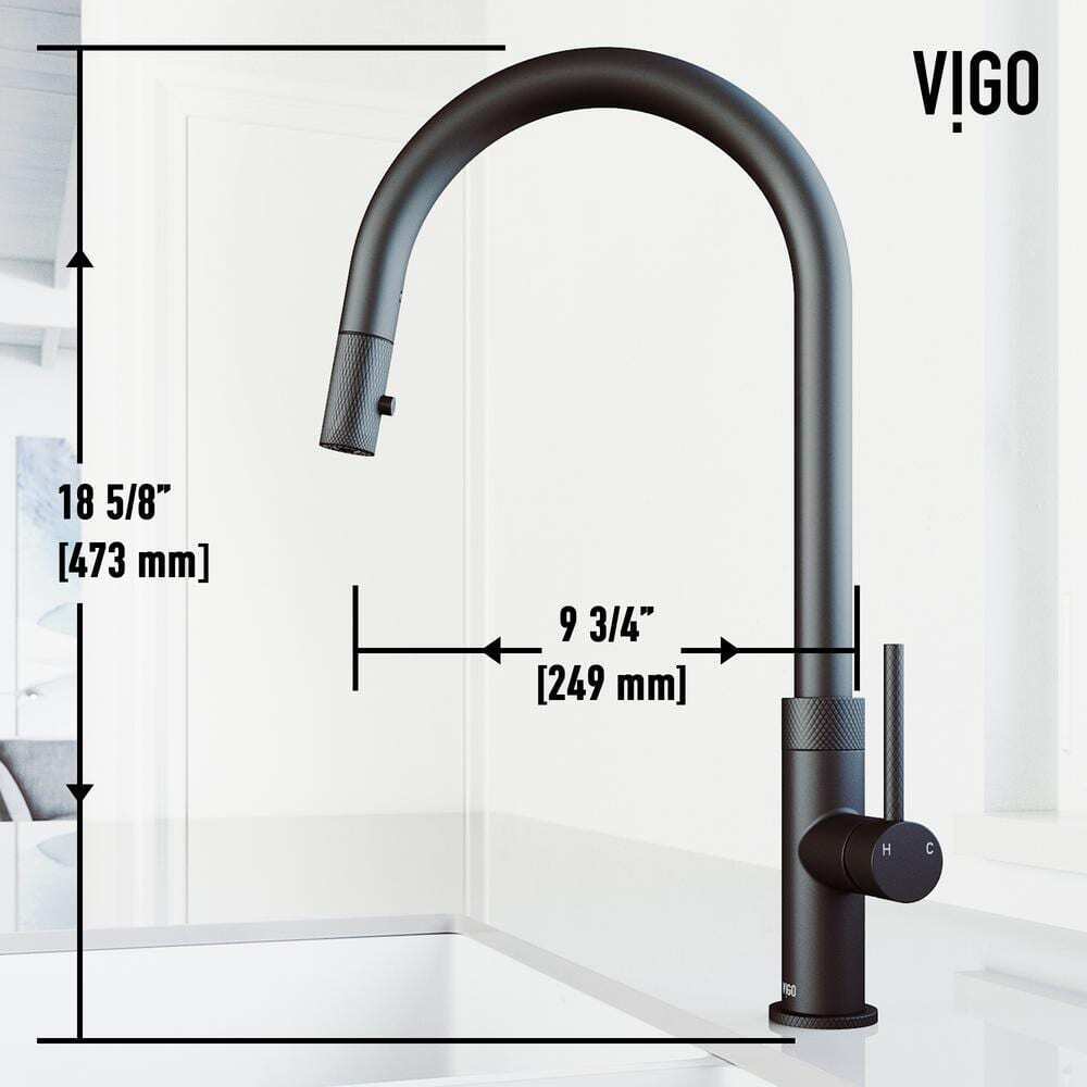 VIGO Bristol Single Handle Pull-Down Sprayer Kitchen Faucet in Matte Black