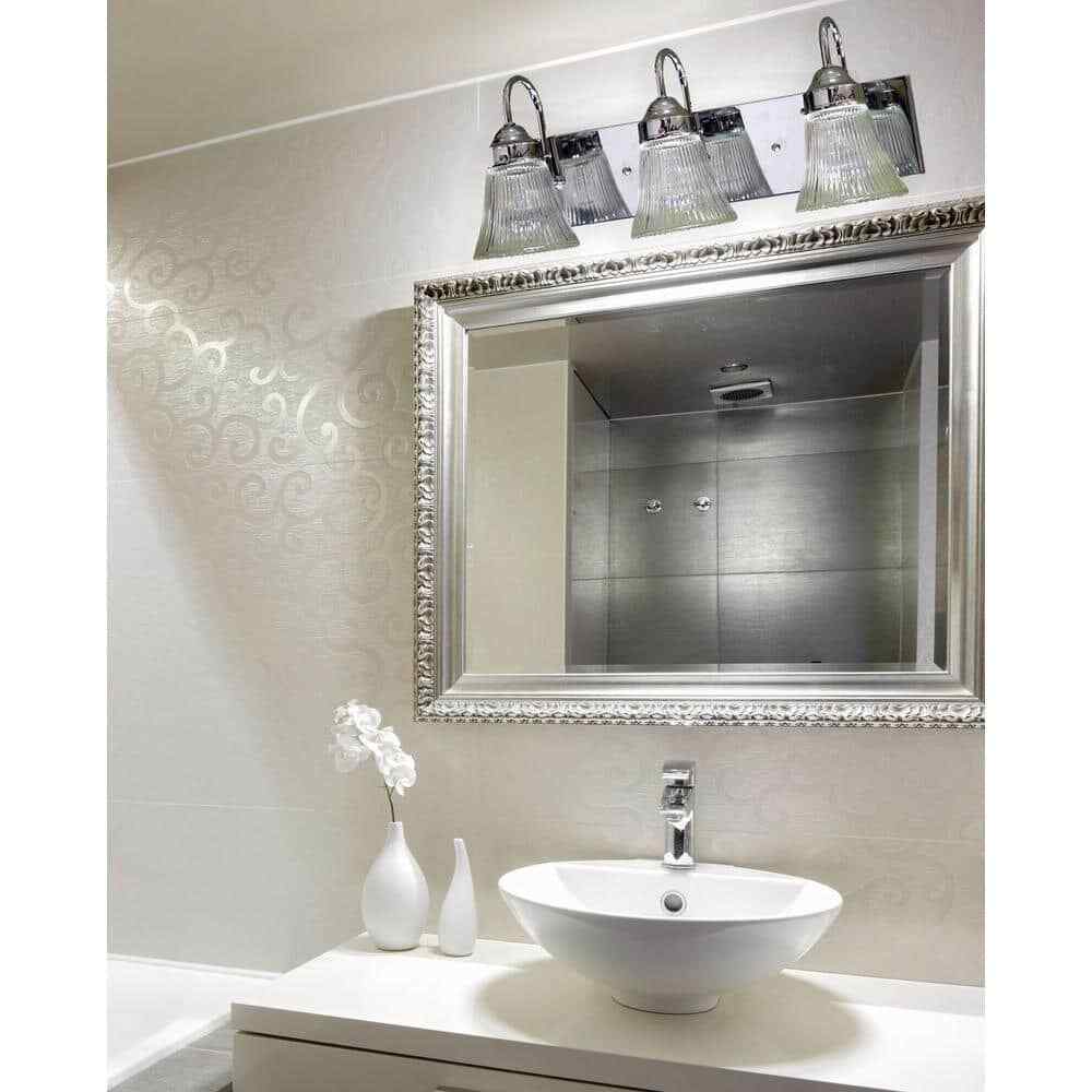 Volume Lighting Marti Chrome Bath Vanity Light w/ Ribbed Glass Bell Shades