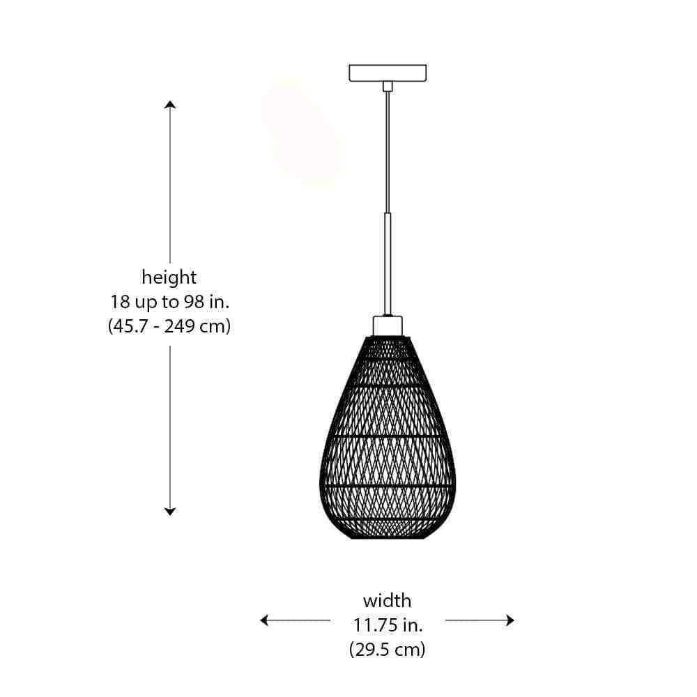 Bel Air Lighting Bernice 11.75 in. 1-Light Black Bohemian Hanging Pendant Light