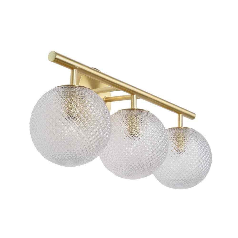 Hampton Bay Walsh 22 in. 3-Light Brass Vanity Light with Prismatic Glass Shades