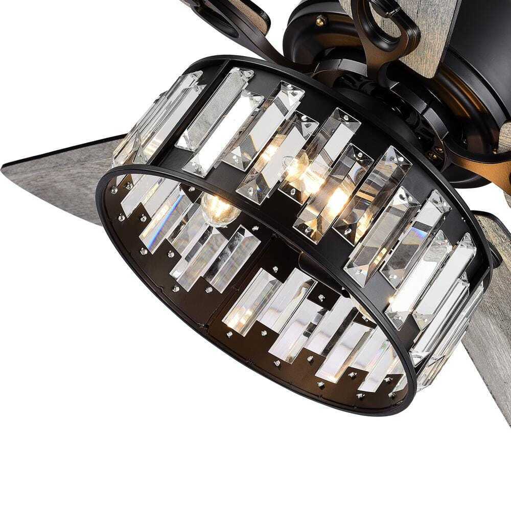 Breezary Sergio 52 in. Indoor Crystal Ceiling Fan w/ Remote Control and Light
