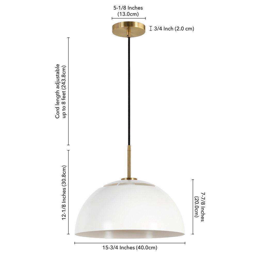 Meyer&Cross Jordyn 16 in. 1-Light Modern White and Brushed Brass Pendant