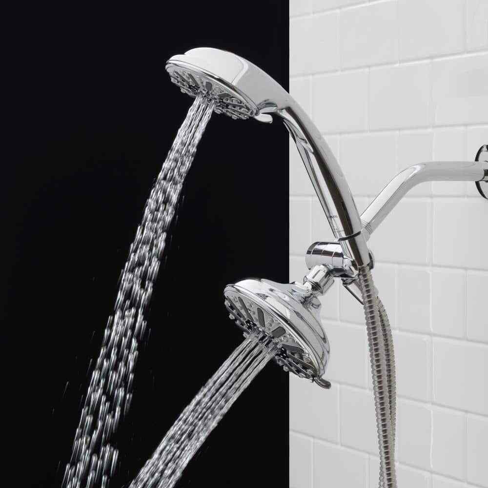 Glacier Bay 6-Spray 5 in. Dual Wall Mount Handheld Shower Head 1.8 GPM in Chrome