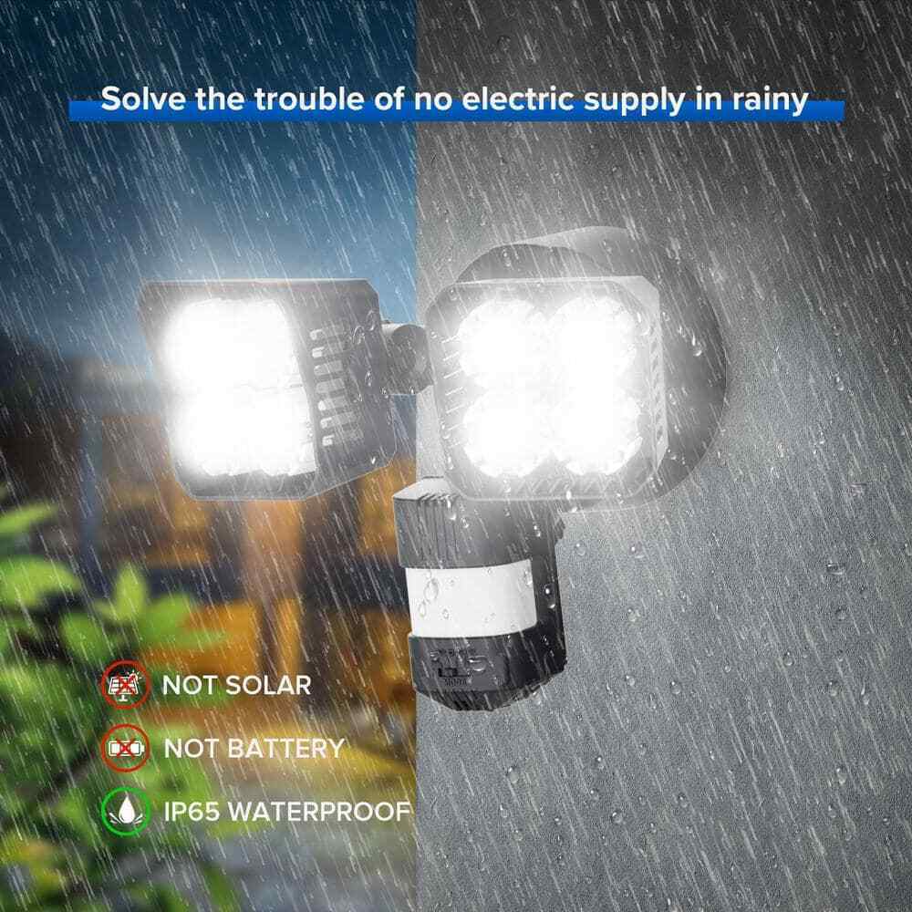 SANSI 180-Degree Black Motion Sensor Outdoor Integrated LED Flood Light