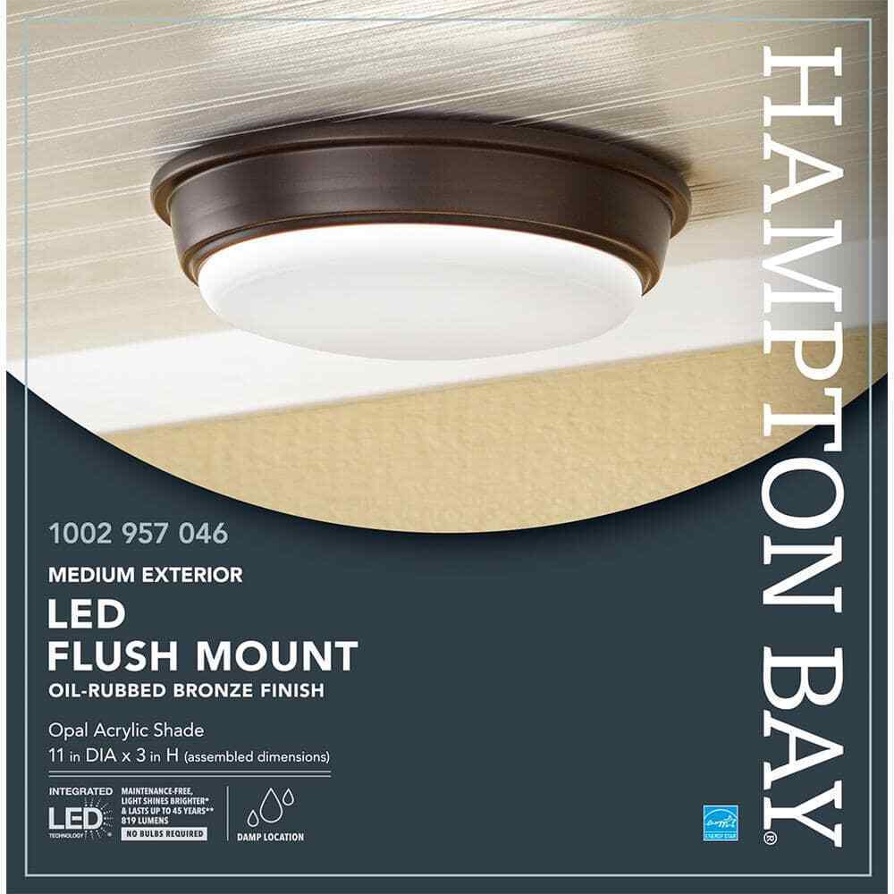 Hampton Bay Oil Rubbed Bronze Integrated LED Outdoor Flush Mount Ceiling Light