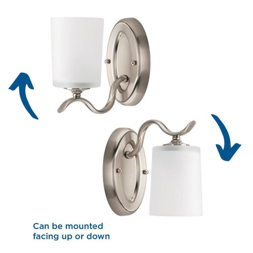 Progress Lighting Inspire 1-Light Brushed Nickel Etched Glass Wall Sconce