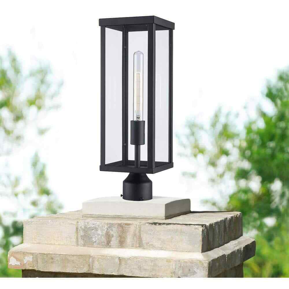 Bel Air Lighting Oxford Black Outdoor Lamp Post Light Fixture with Clear Glass