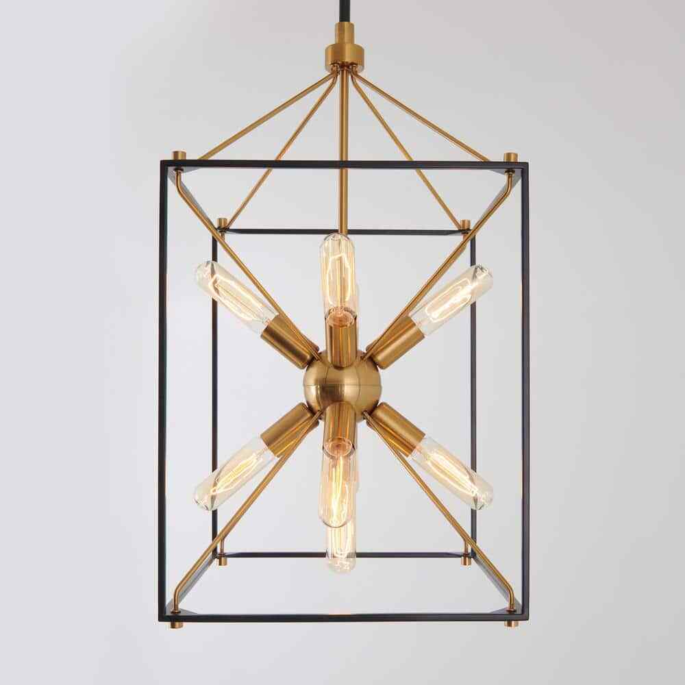 Artika Clyde 25-Watt 9-Light Black and Gold Modern Sputnik Pendant Chandelier