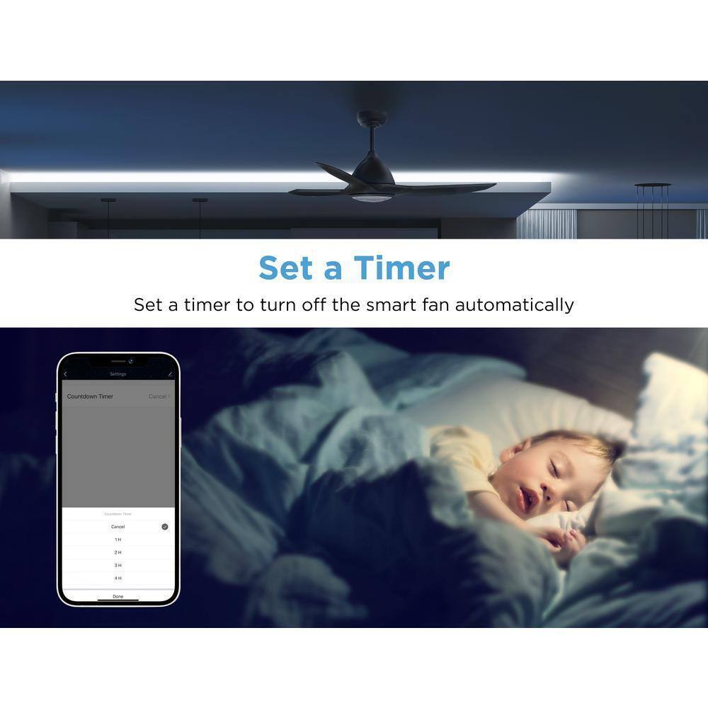 ProMounts Smart WiFi LED 52 in. Ceiling Fan with Light and Remote. Alexa Google