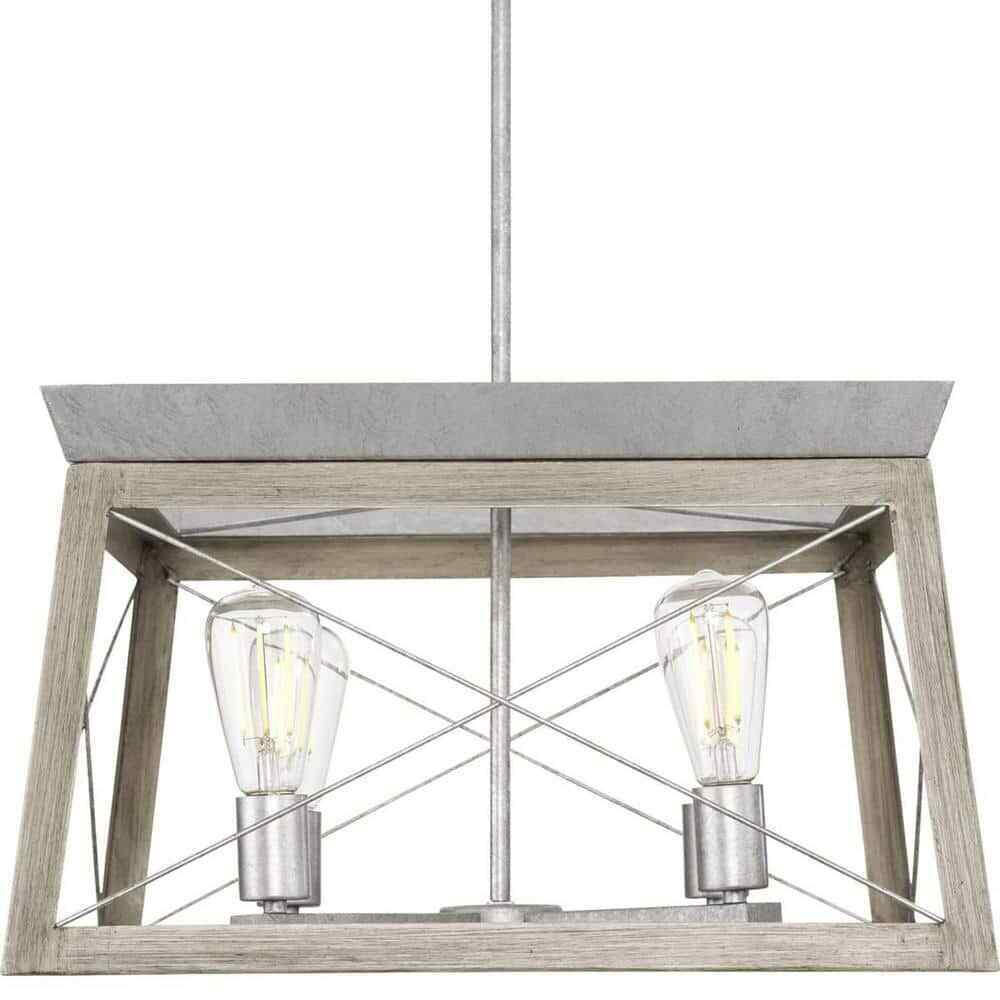 Progress Lighting Briarwood 4-Light Bleached Oak Farmhouse Chandelier Light