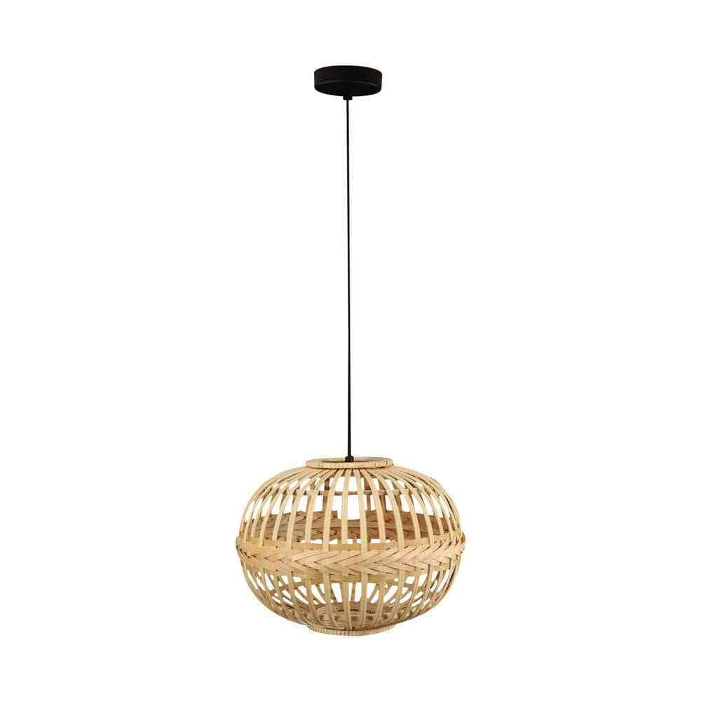 Eglo Amsfield 1-Light Brown Pendant with Wood Shade