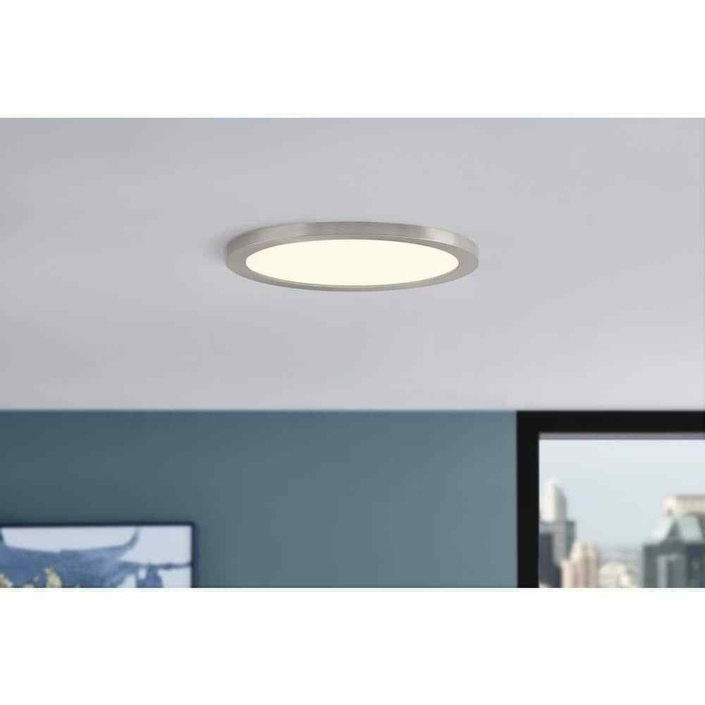 Commercial Electric 15 in. Brushed Nickel Low Profile LED Flush Mount 2-Pack