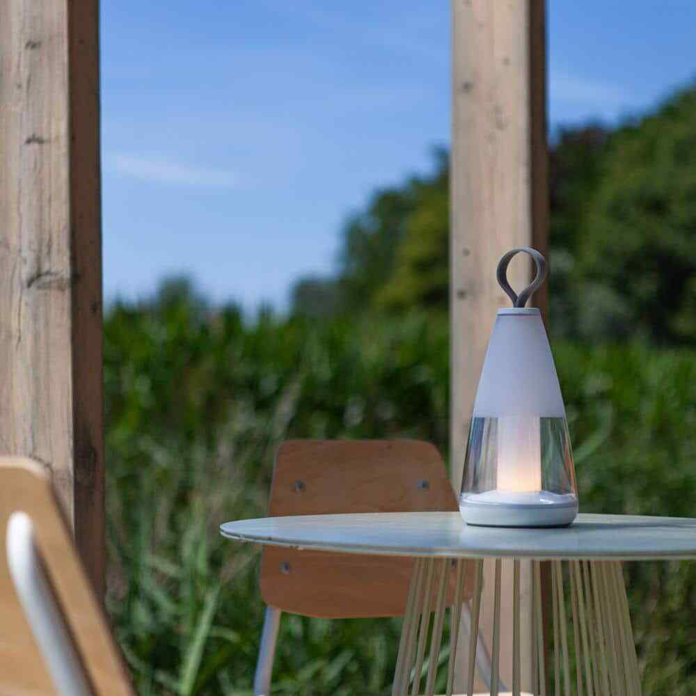 LUTEC 11.5 in. White Outdoor Portable Table Lamp 8500102331