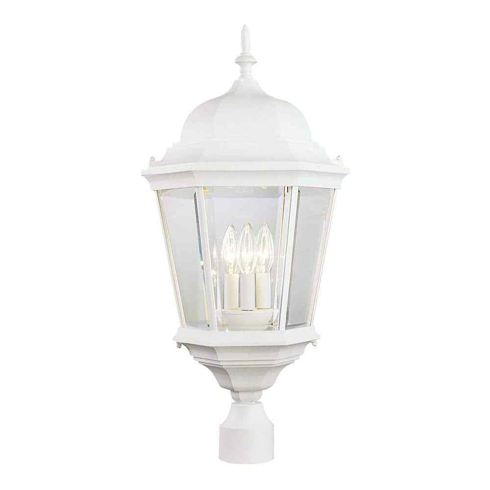 Bel Air Lighting Classical 3-Light White Outdoor Lamp Post Light Fixture
