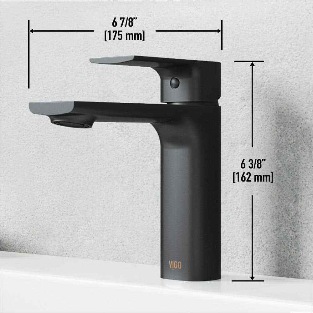 VIGO Davidson Single Handle Single-Hole Bathroom Faucet Sink in Matte Black