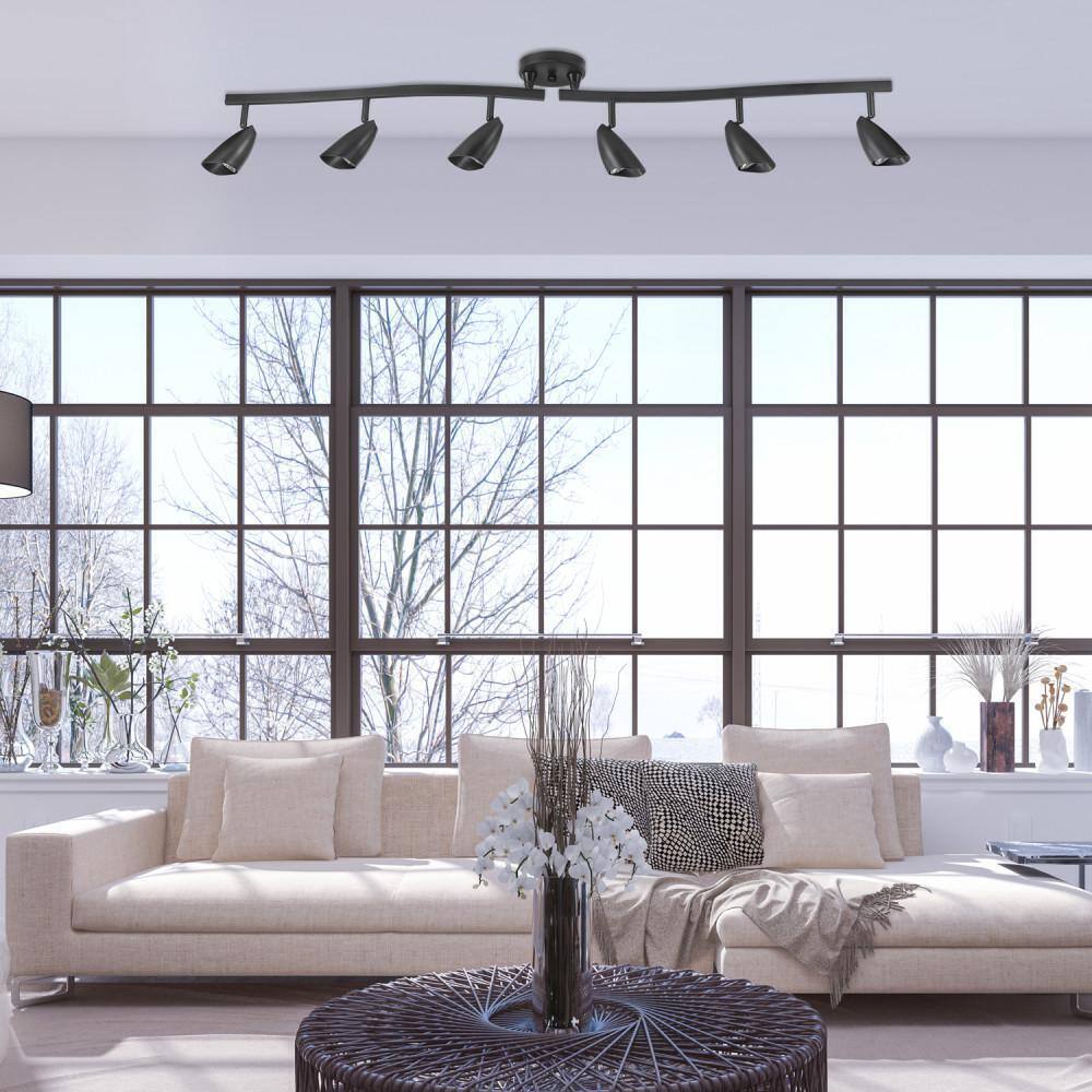 Globe Electric Grayson 4.4 ft. 6-Light Matte Black Halogen Track Lighting Kit
