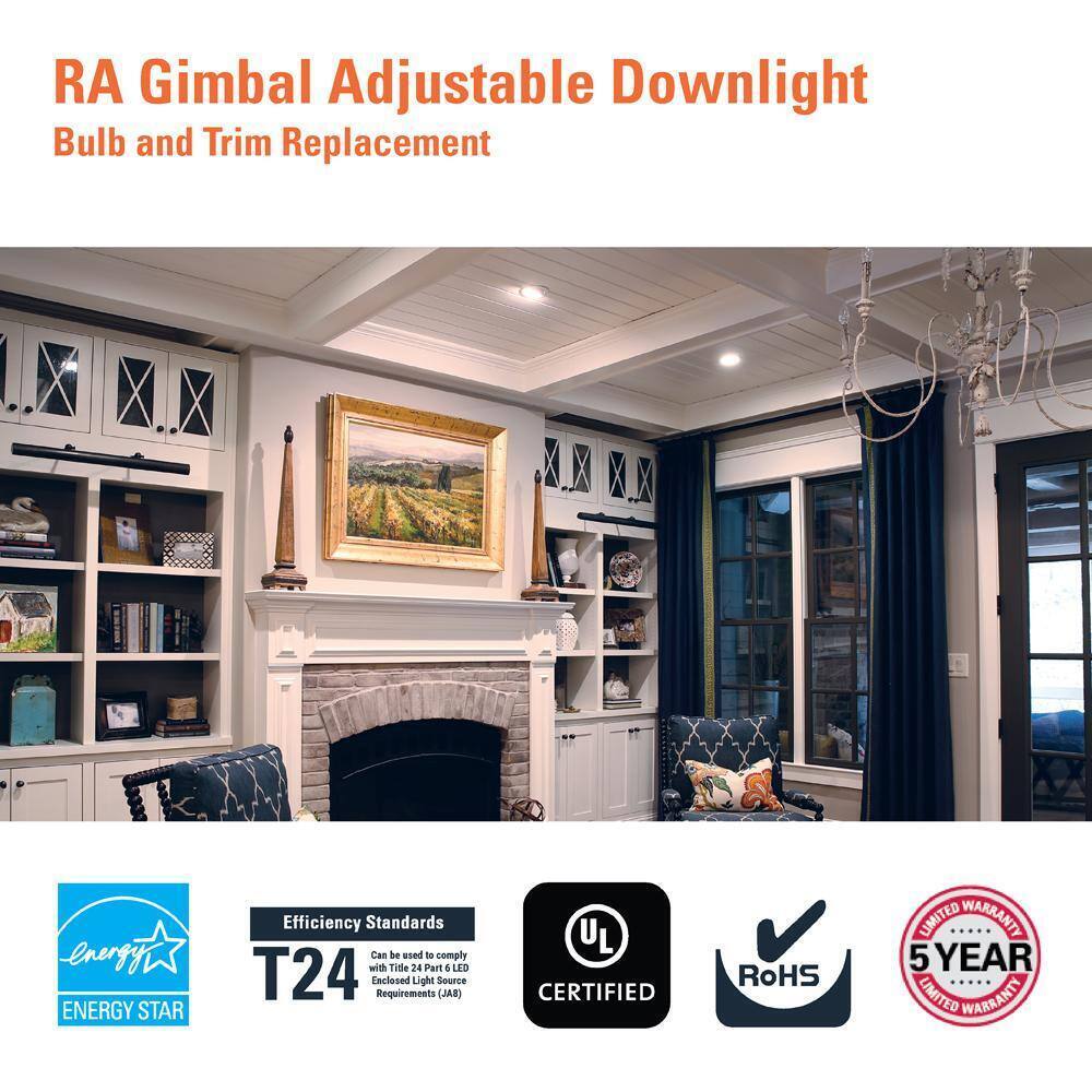 HALO RA 5/6 in. Integrated LED Recessed Light Trim 600 Lumens/1000 Lumens