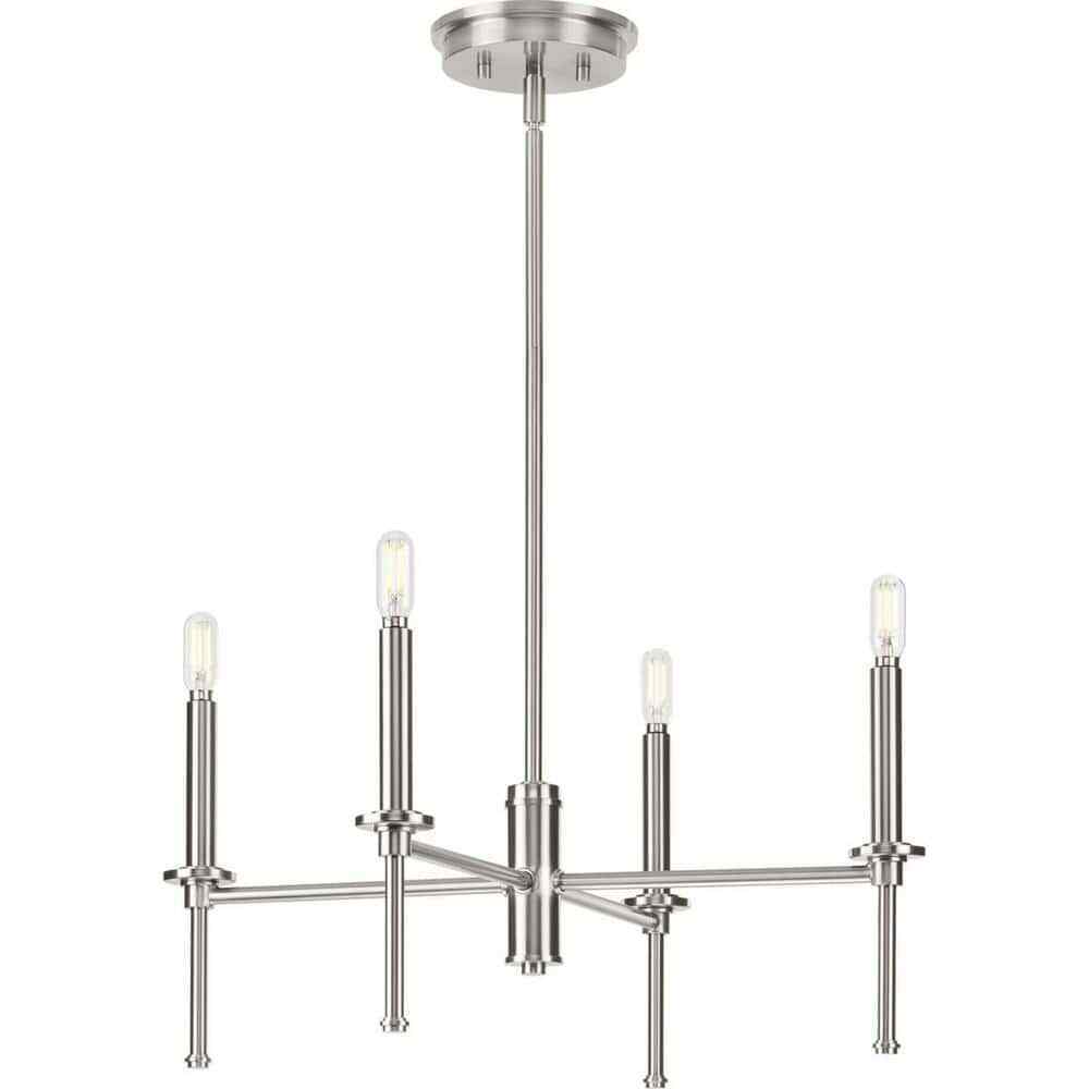 Progress Lighting Elara 22.87 in. 4-Light Dining Room Brushed Nickel Chandelier