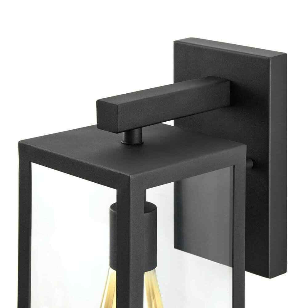 Hampton Bay Hurley 19.25 in. Matte Black Farmhouse Outdoor 1-Light Wall Sconce