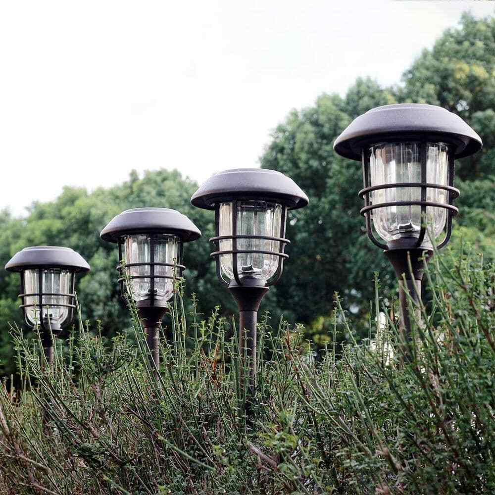 GIGALUMI LED Solar Bronze Path Lights with Aluminum Metal Outdoor (4-Pack)