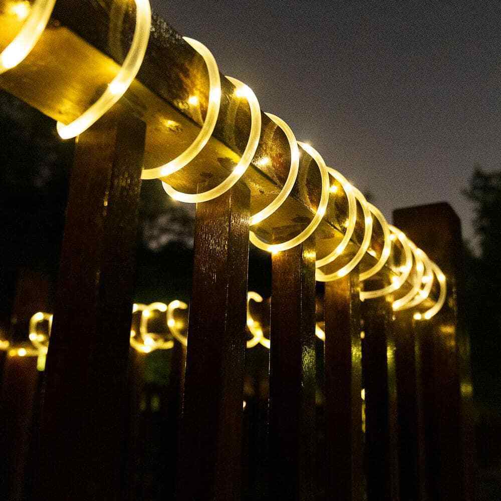 GIGALUMI 35.7 ft. Solar Powered Warm White LED Rope Light with 8 Modes 2-Pack
