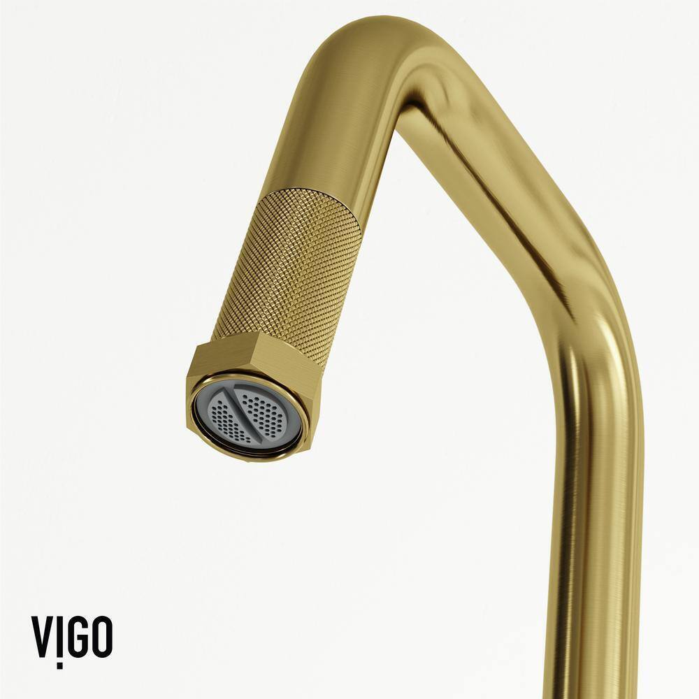 VIGO Hart Angular Single Handle Pull-Down Kitchen Faucet in Matte Brushed Gold