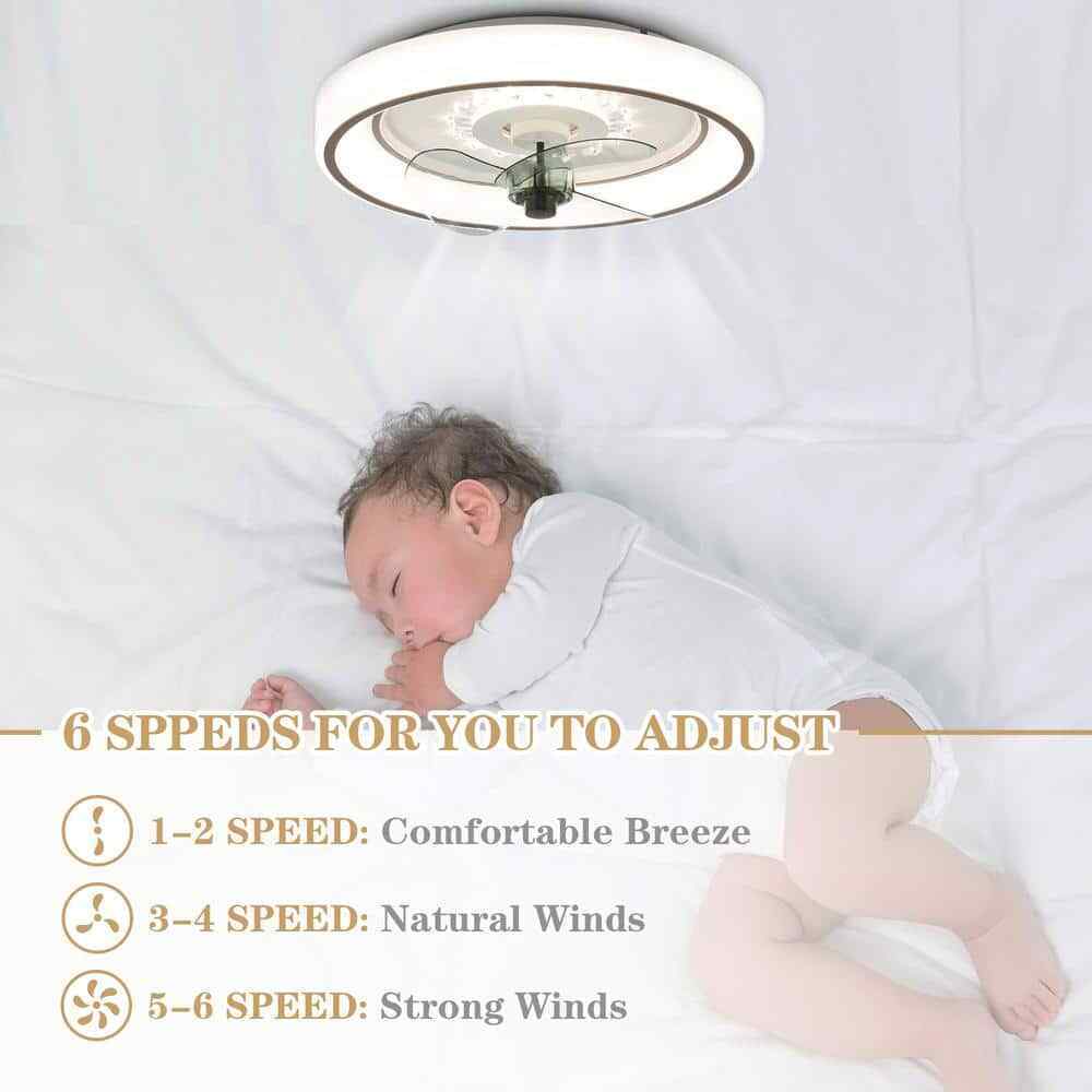Bella Depot 19 in. Indoor Smart App Control White Ceiling Fan w/ Integrated LED