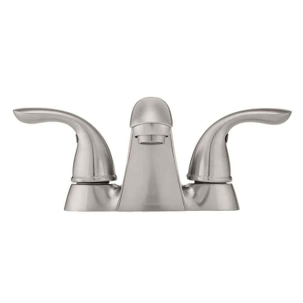 Glacier Bay 4 in. Centerset 2-Handle Low-Arc Bathroom Faucet in Brushed Nickel