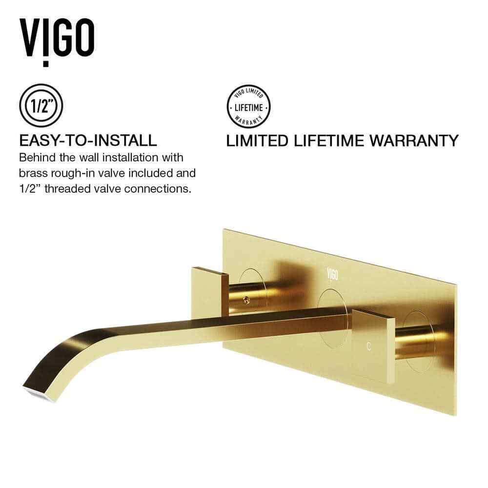 VIGO Titus Single-Hole Wall Mount Bathroom Faucet in Matte Brushed Gold