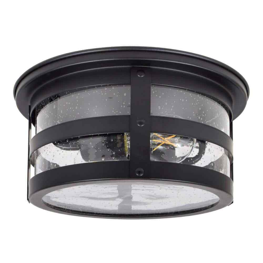 Sylvania Cambridge 2-Light Antique Black Ceiling Flushmount