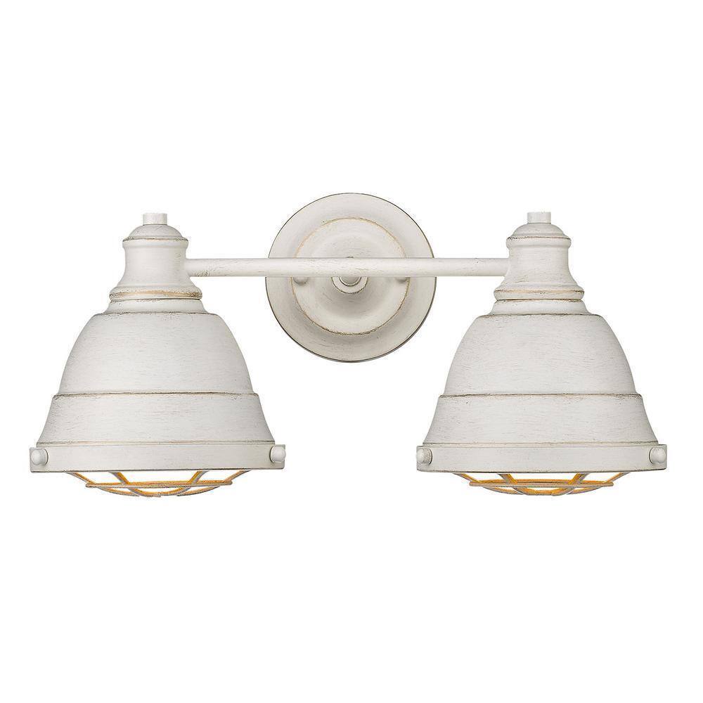 Golden Lighting Bartlett 2-Light French White Bath Vanity