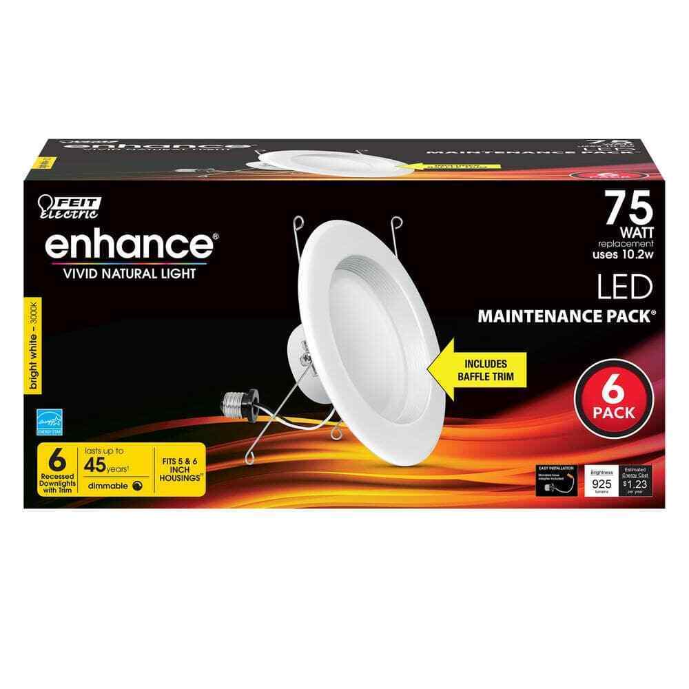 Feit Electric 5/6 in. LED White Recessed Dimmable CEC Bright White 3000K 36-Pack