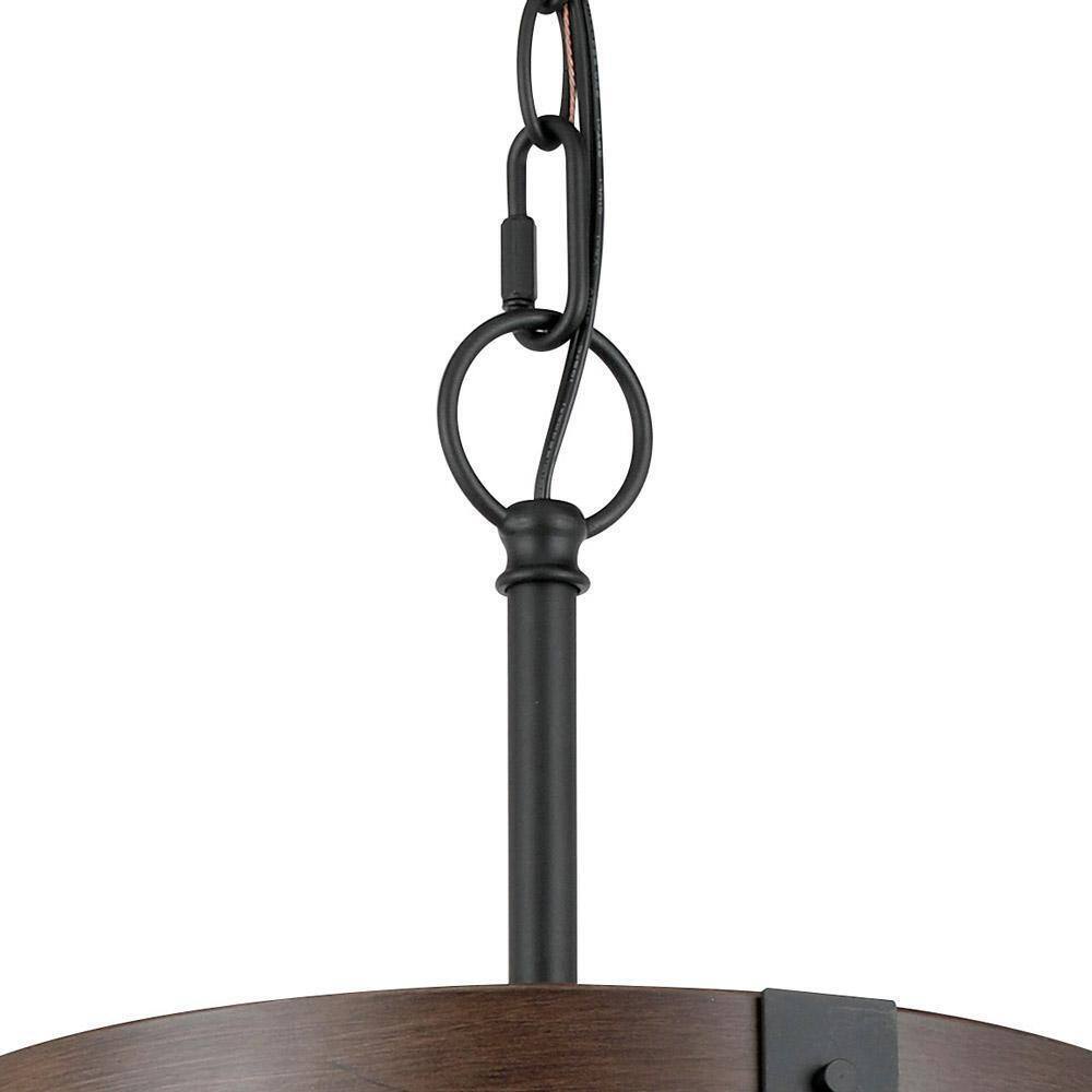 Hampton Bay Collier 3-Light Matte Black and Darker Brown Outdoor Pendant Light
