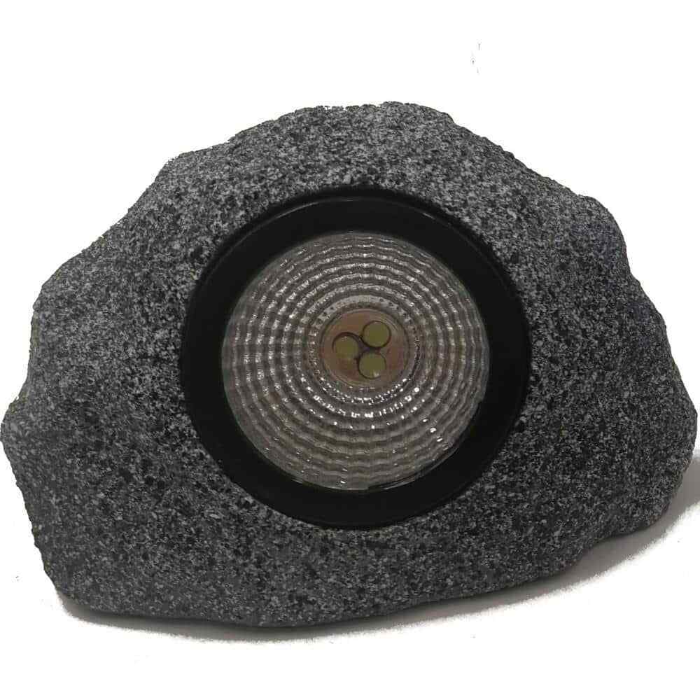 Solar 5 in. 10 Lumens Rock Outdoor Landscaping Spotlight in Gray ( 4-Pack)