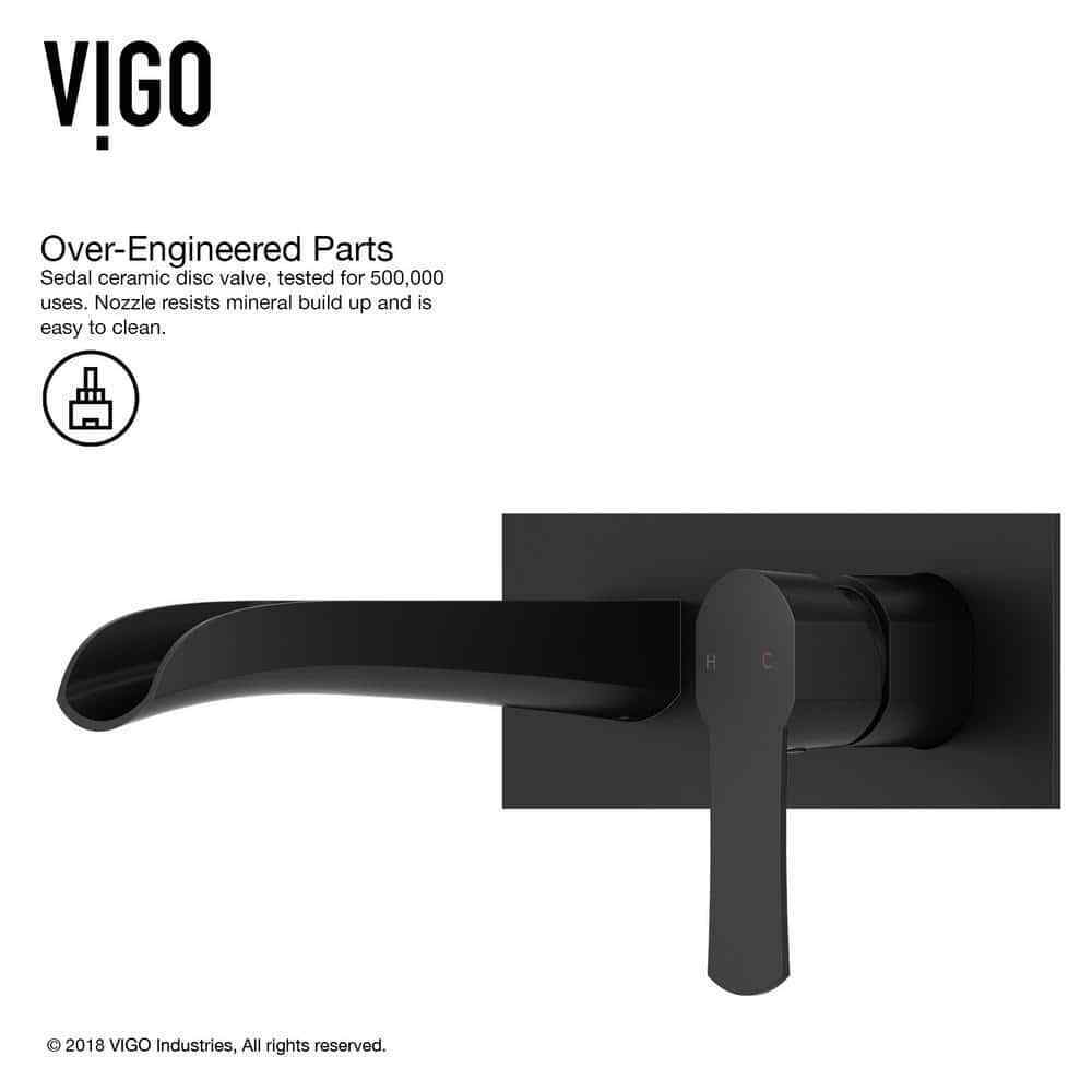 VIGO Cornelius Single Handle Wall Mount Bathroom Faucet in Matte Black VG05004MB