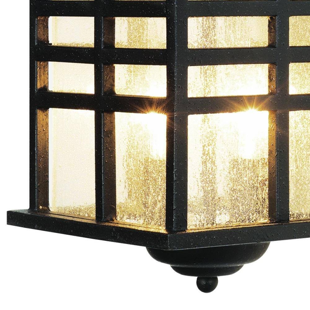 Bel Air Lighting Huntington Black Outdoor Wall Light Fixture with Seeded Glass