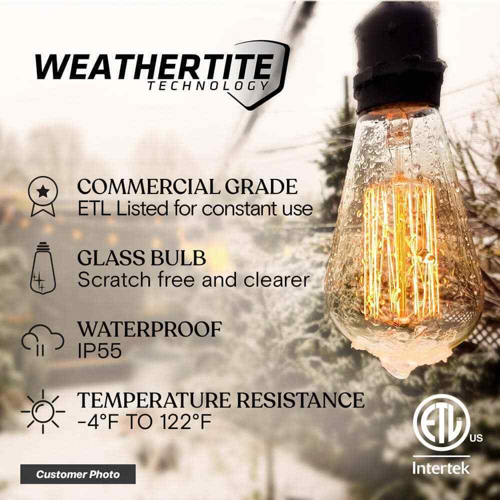 Brightech Ambience Pro 15-Light 48 ft. Outdoor Plug-in Incandescent String-Light