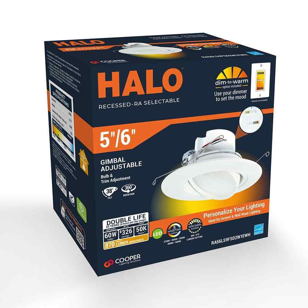 HALO RA 5/6 in. Integrated LED Recessed Light Trim 600 Lumens/1000 Lumens