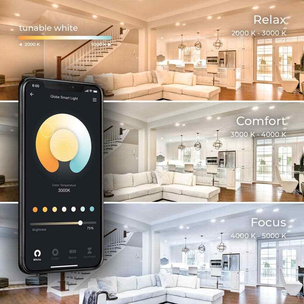 Globe Electric Wi-Fi Smart 3 in. Ultra Slim LED Recessed Lighting Kit 2-Pack