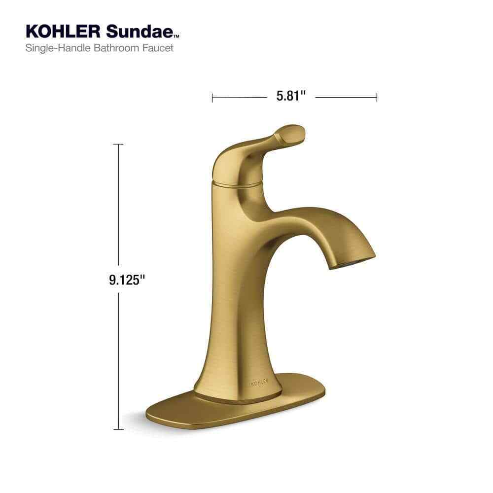 KOHLER Sundae Single Handle Single Hole Faucet in Vibrant Brushed Moderne Brass
