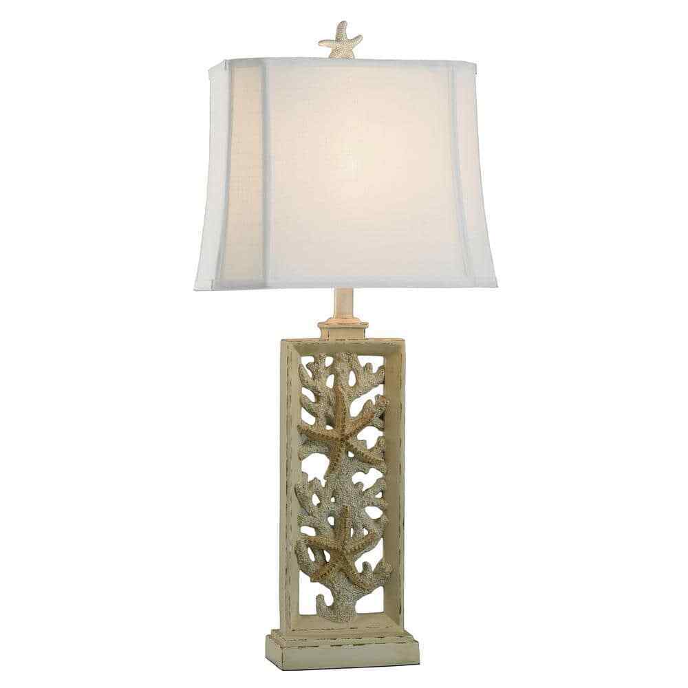 StyleCraft South Cove 33 in. Weathered Cream Table Lamp L317869DS